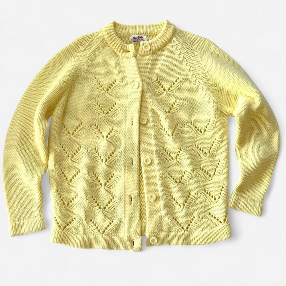 Yellow Vintage 70s Knit Button-Up Cardigan